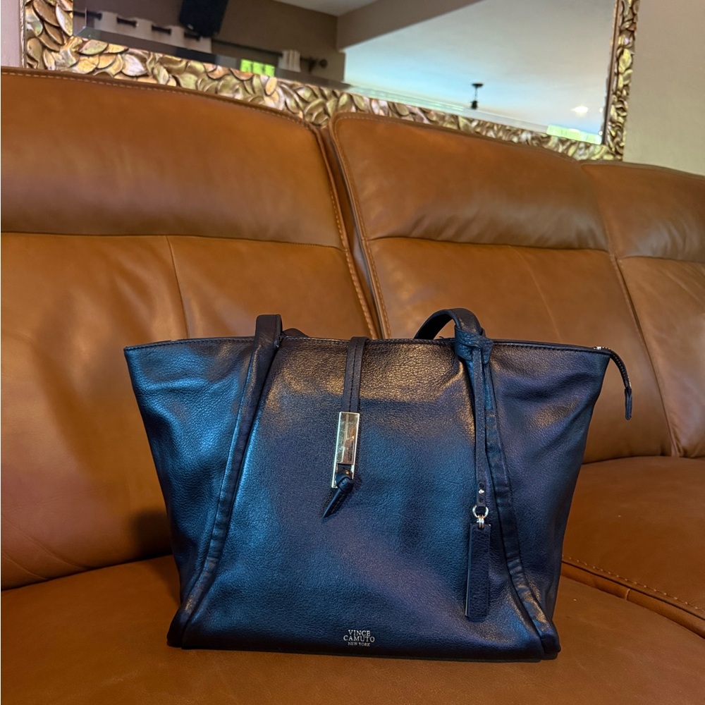 Vince Camuto Black Leather Tote Bag
